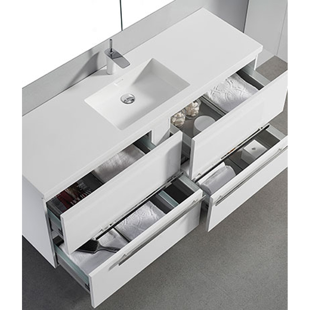 madeli urban 60" single bathroom vanity for quartzstone top - glossy white
