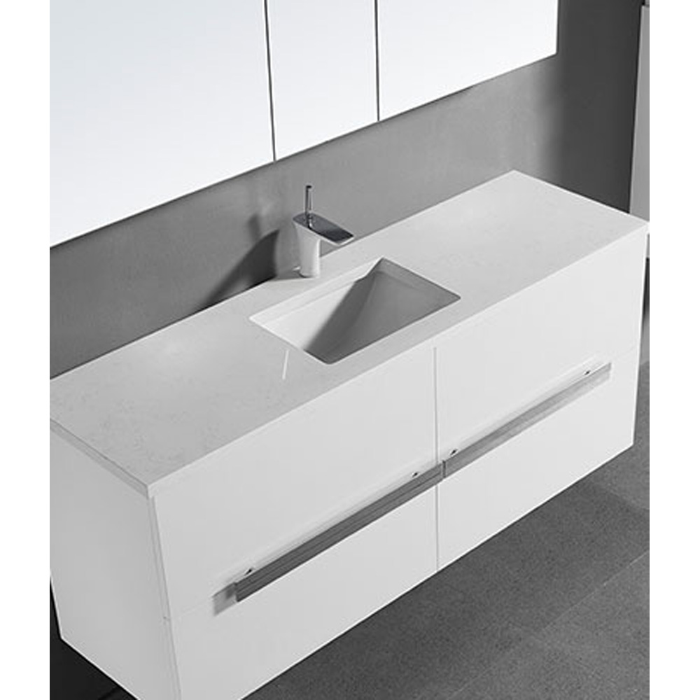 madeli urban 60" single bathroom vanity for quartzstone top - glossy white