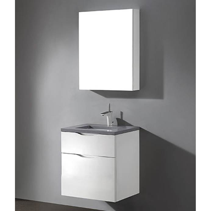 Madeli Bolano 24" Bathroom Vanity for Quartzstone Top - Glossy White B100-24-022-GW-QUARTZ