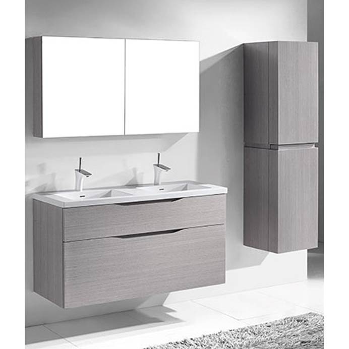 Madeli Bolano 48" Double Bathroom Vanity for Integrated Basin - Ash Grey B100-48D-022-AG