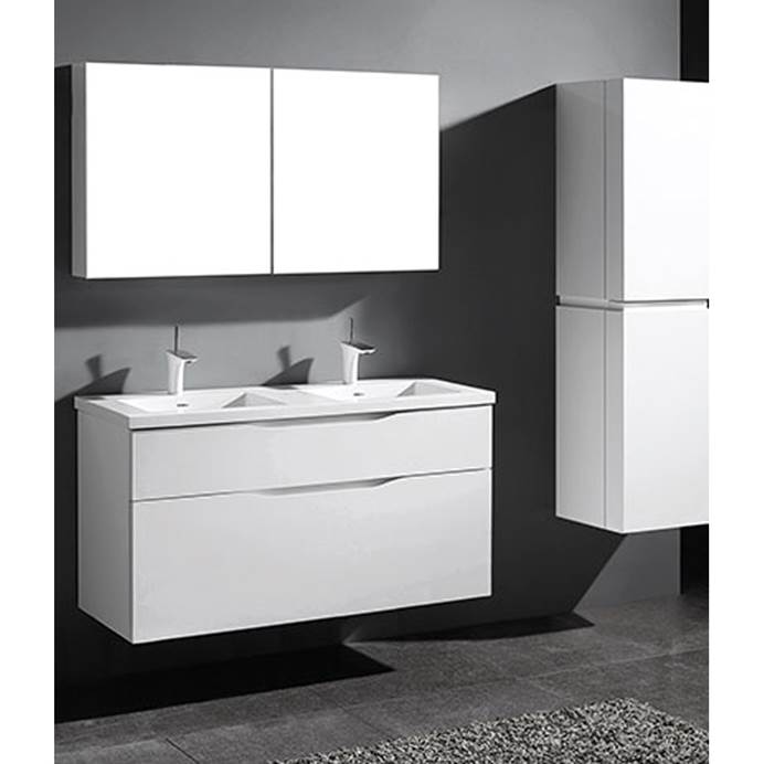 Madeli Bolano 48" Double Bathroom Vanity for Integrated Basin - Glossy White B100-48D-022-GW