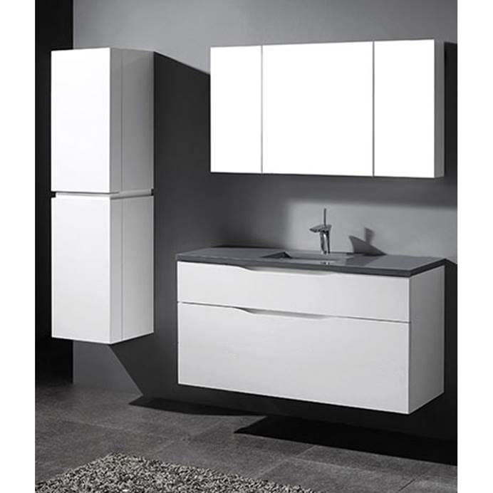 Madeli Bolano 48" Single Bathroom Vanity for Quartzstone Top - Glossy White B100-48C-022-GW-QUARTZ