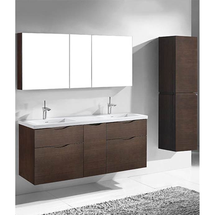 Madeli Bolano 60" Double Bathroom Vanity for Integrated Basin - Walnut B100-60D-022-WA