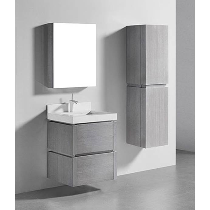 Madeli Cube 24" Wall-Mounted Bathroom Vanity for Quartzstone Top - Ash Grey B500-24-002-AG-QUARTZ