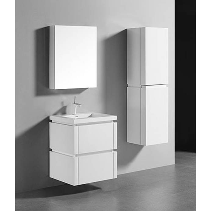 Madeli Cube 24" Wall-Mounted Bathroom Vanity for Integrated Basin - Glossy White B500-24-002-GW