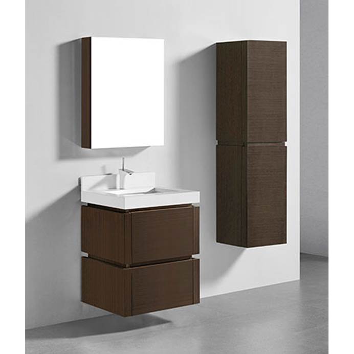 Madeli Cube 24" Wall-Mounted Bathroom Vanity for Quartzstone Top - Walnut B500-24-002-WA-QUARTZ