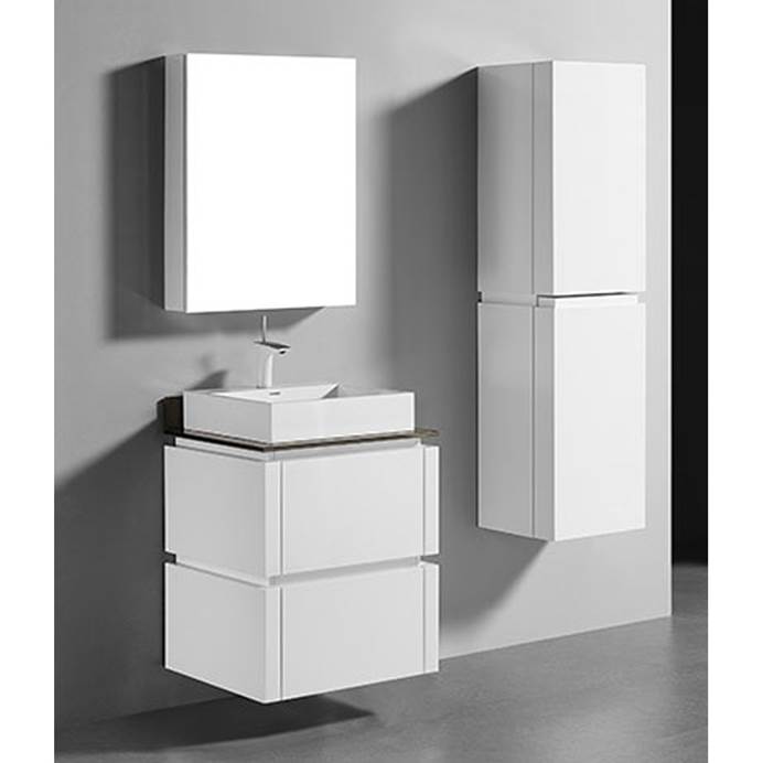 Madeli Cube 24" Wall-Mounted Bathroom Vanity for Glass Counter and Porcelain Basin - Glossy White B500-24-002-GW-GLASS