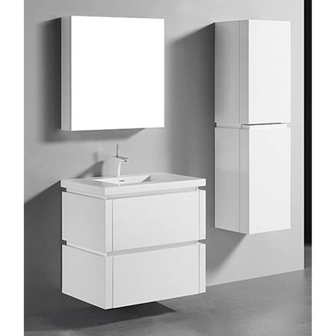 Madeli Cube 30" Wall-Mounted Bathroom Vanity for Integrated Basin - Glossy White B500-30-002-GW