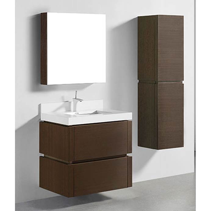 Madeli Cube 30" Wall-Mounted Bathroom Vanity for Integrated Basin - Walnut B500-30-002-WA