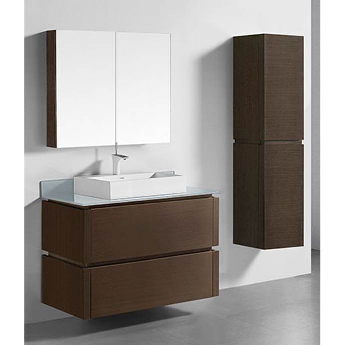Madeli Cube 42" Wall-Mounted Bathroom Vanity for Glass Counter and Porcelain Basin - Walnut B500-42-002-WA-GLASS