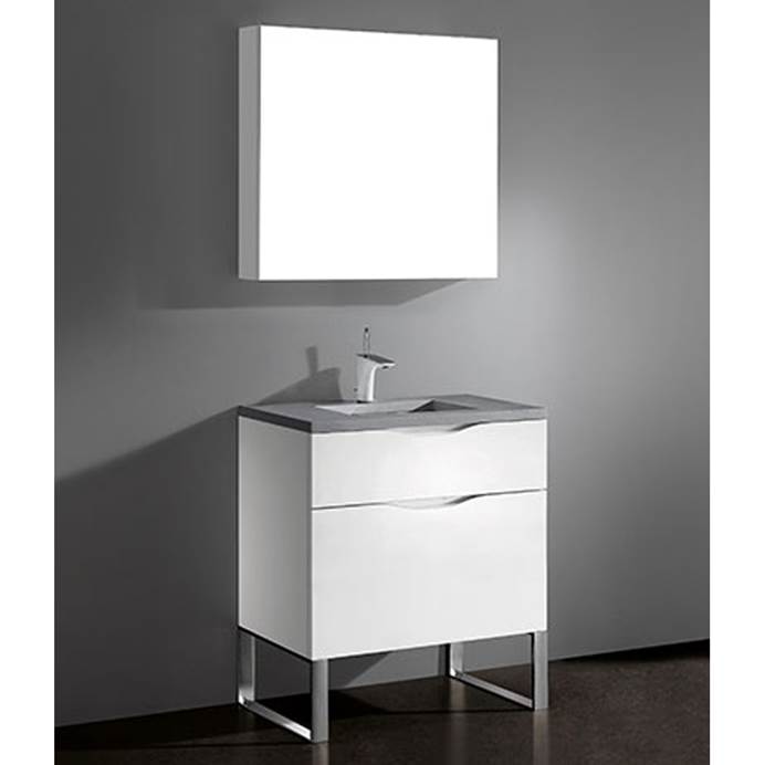 Madeli Milano 30" Bathroom Vanity for Quartzstone Top - Glossy White B200-30-021-GW-QUARTZ