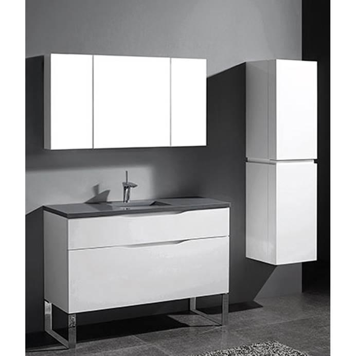 Madeli Milano 48" Bathroom Vanity for Quartzstone Top - Glossy White B200-48C-021-GW-QUARTZ