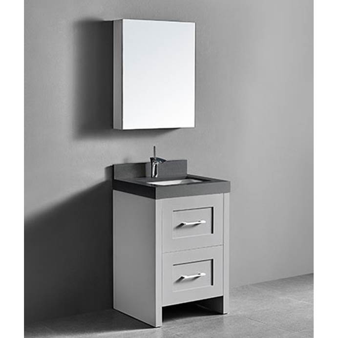 Madeli Retro 24" Bathroom Vanity for Quartzstone Top - Whisper Grey B700-24-001-WG-QUARTZ