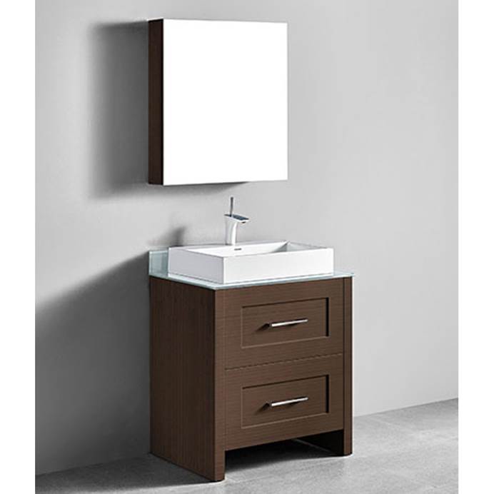 Madeli Retro 30" Bathroom Vanity for Glass Counter and Porcelain Basin - Walnut B700-30-001-WA-GLASS