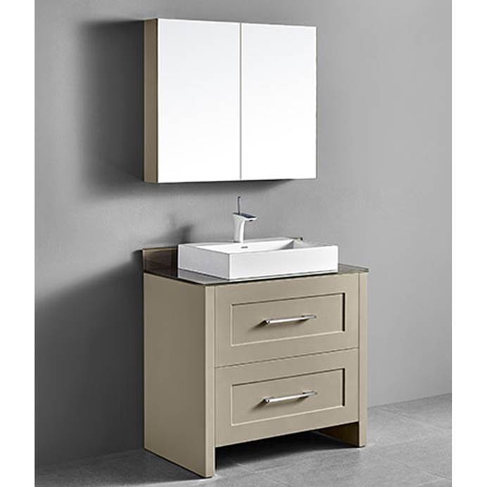 Madeli Retro 36" Bathroom Vanity for Glass Counter and Porcelain Basin - Cashmere B700-36-001-CM-GLASS