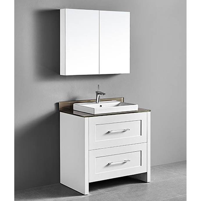 Madeli Retro 36" Bathroom Vanity for Glass Counter and Porcelain Basin - Matte White B700-36-001-MW-GLASS