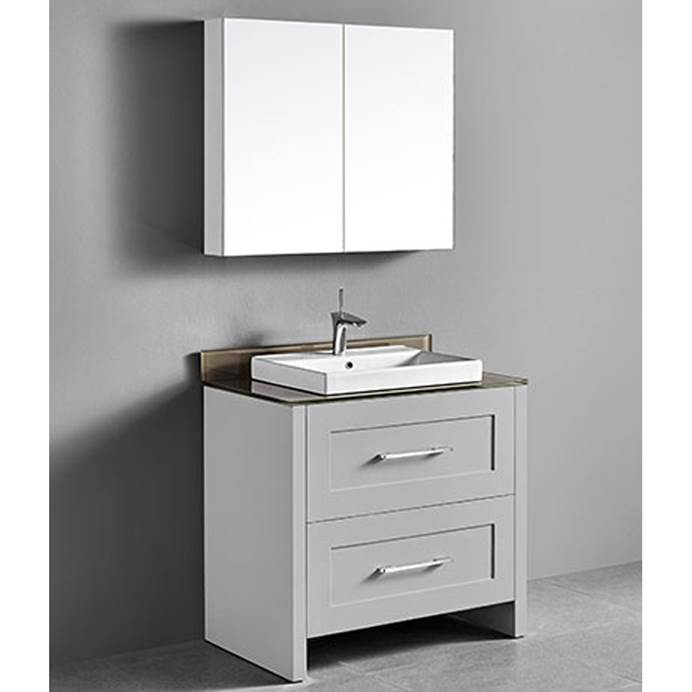 Madeli Retro 36" Bathroom Vanity for Glass Counter and Porcelain Basin - Whisper Grey B700-36-001-WG-GLASS