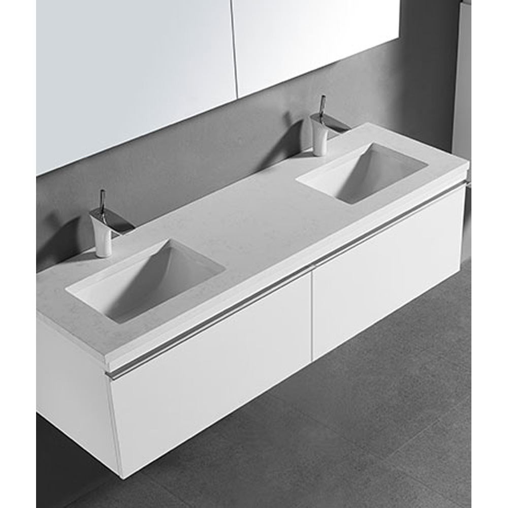 madeli venasca 60" double bathroom vanity for quartzstone top - glossy white