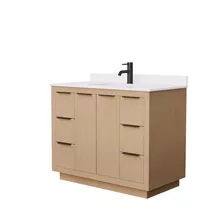 maroni 42" single vanity with optional cultured marble counter - light straw