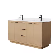 maroni 60" double vanity with optional cultured marble counter - light straw