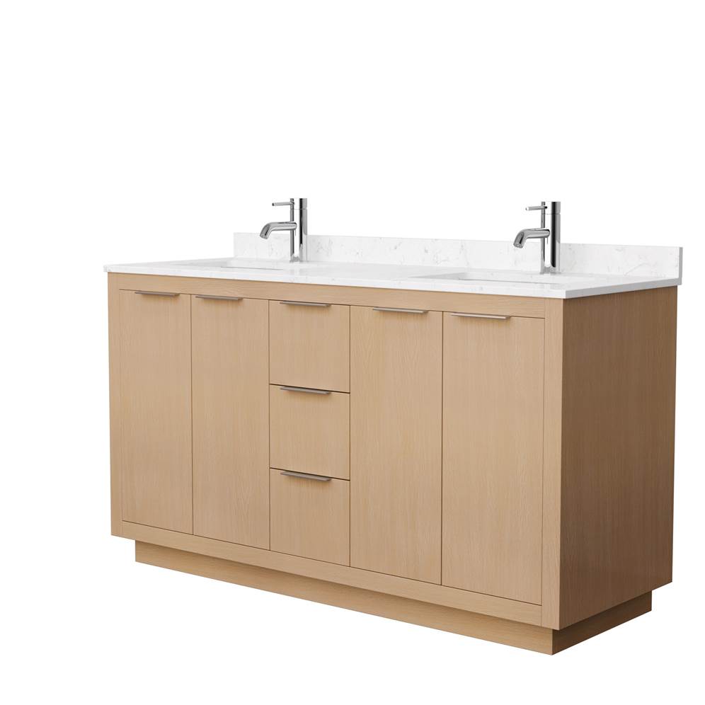 Maroni 60" Double Vanity with optional Cultured Marble Counter - Light Straw