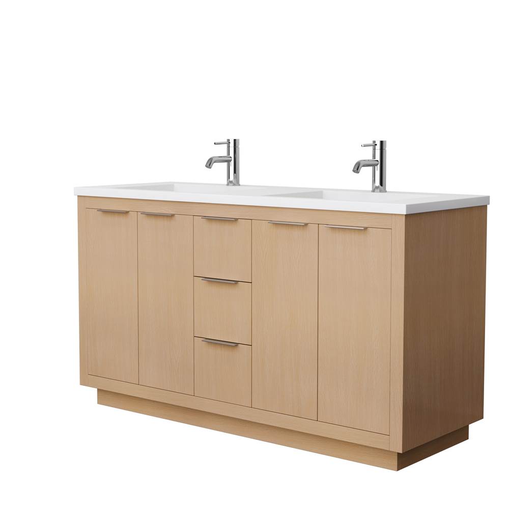 Maroni 60" Double Vanity with optional Integrated Sink - Light Straw