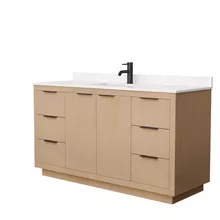 maroni 60" single vanity with optional cultured marble counter - light straw