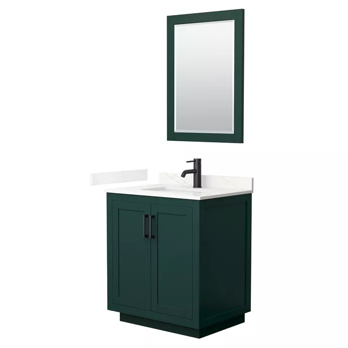 Miranda 30" Single Vanity with optional Quartz or Carrara Marble Counter - Green WC-2929-30-SGL-VAN-GRN__