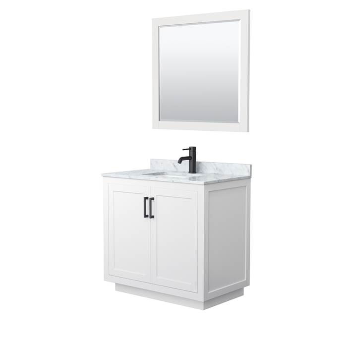 Miranda 36" Single Vanity with Carrara Marble Counter - White WC-2929-36-SGL-VAN-WHT