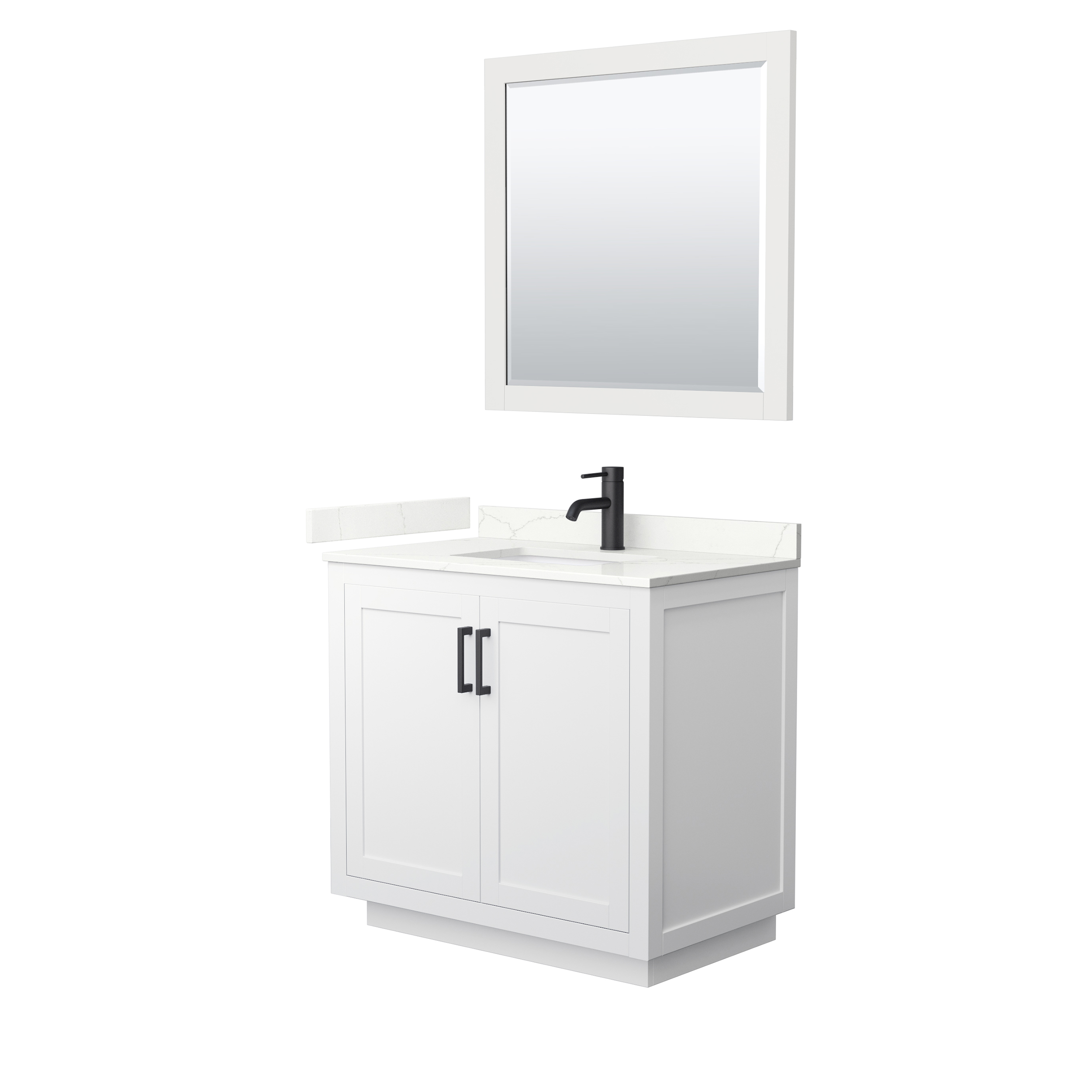 Miranda 36" Single Vanity with optional Quartz or Carrara Marble Counter - White WC-2929-36-SGL-VAN-WHT__