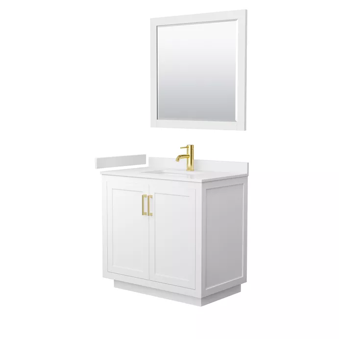 Miranda 36" Single Vanity with Cultured Marble Counter - White WC-2929-36-SGL-VAN-WHT-