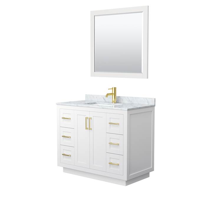 Miranda 42" Single Vanity with Carrara Marble Counter - White WC-2929-42-SGL-VAN-WHT