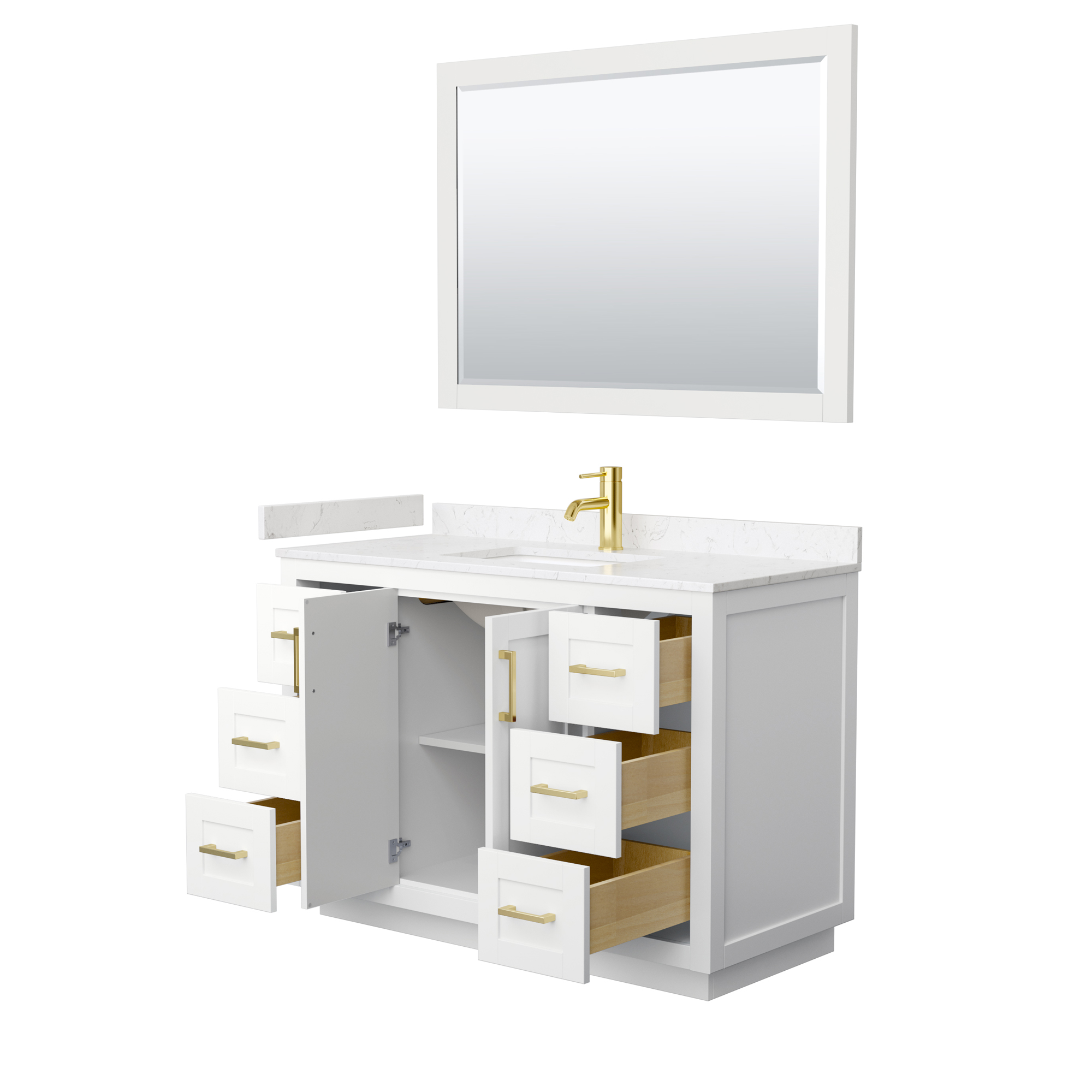 miranda 48" single vanity with optional cultured marble counter - white