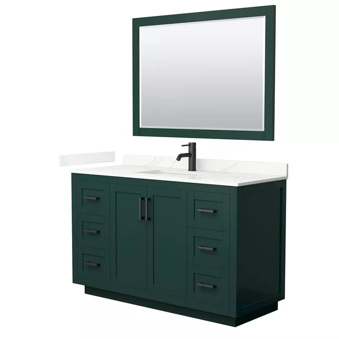Miranda 54" Single Vanity with optional Quartz or Carrara Marble Counter - Green WC-2929-54-SGL-VAN-GRN__