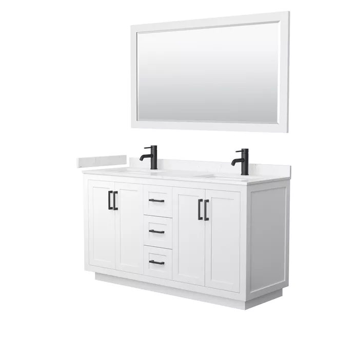 Miranda 60" Double Vanity with Cultured Marble Counter - White WC-2929-60-DBL-VAN-WHT-