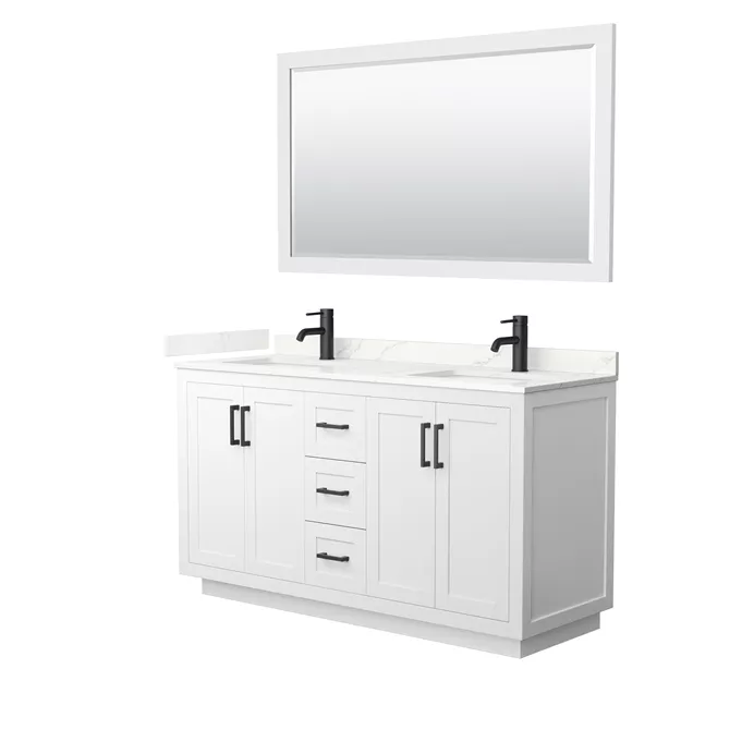 Miranda 60" Double Vanity with optional Quartz or Carrara Marble Counter - White WC-2929-60-DBL-VAN-WHT__
