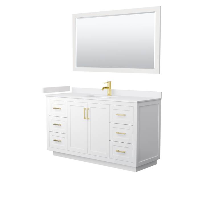 Miranda 60" Single Vanity with Cultured Marble Counter - White WC-2929-60-SGL-VAN-WHT-