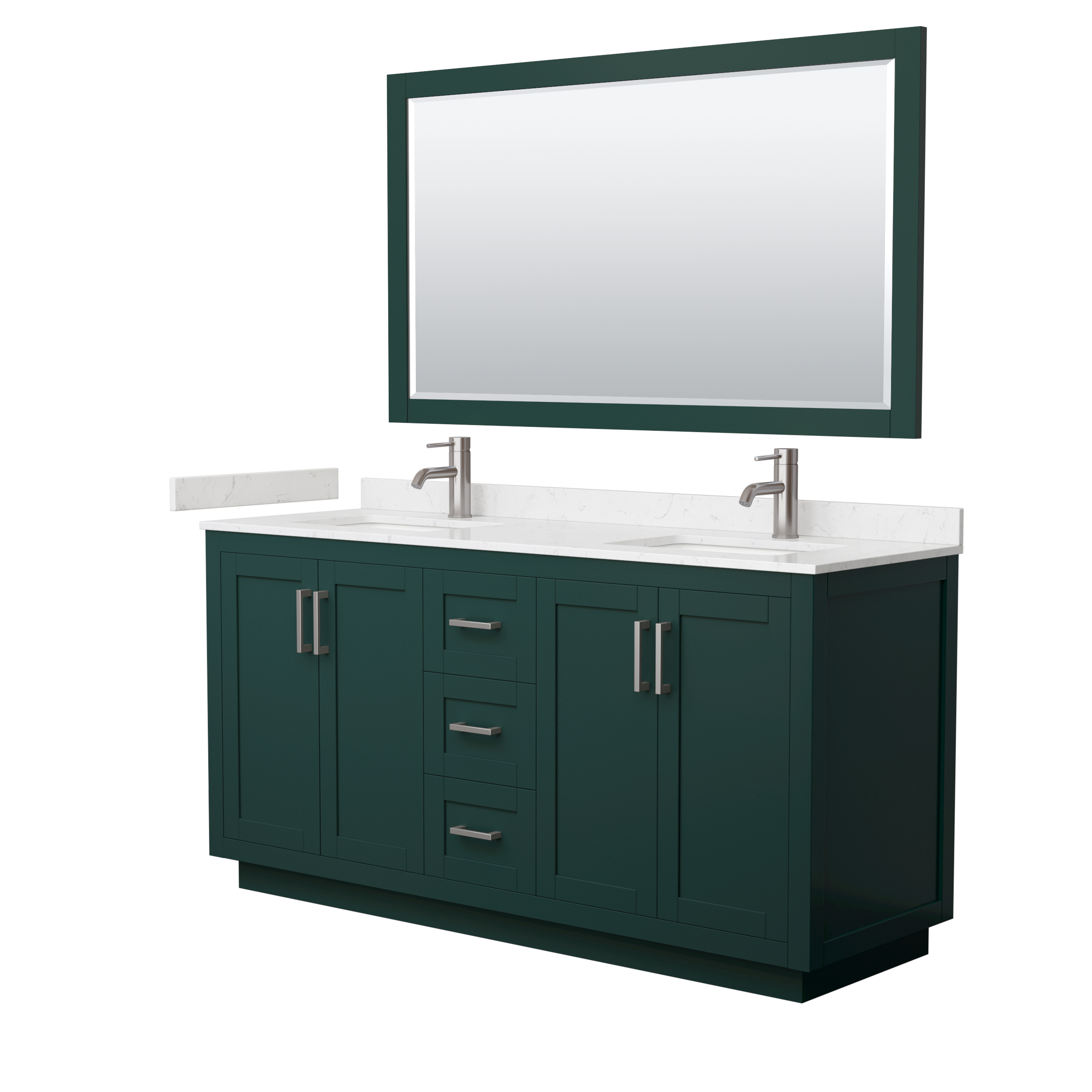 miranda 66" double vanity with optional cultured marble counter - green