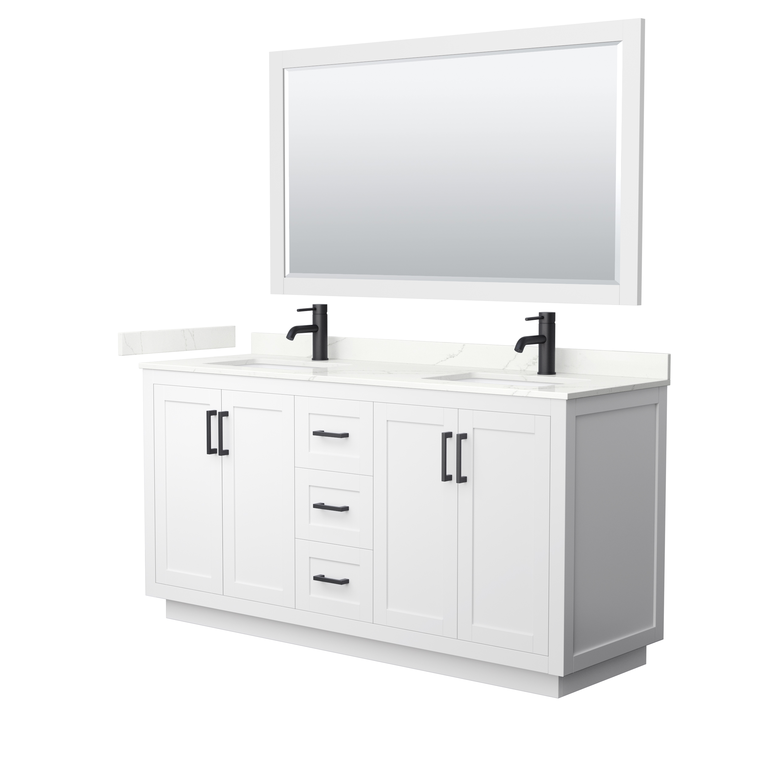 Miranda 66" Double Vanity with optional Quartz or Carrara Marble Counter - White WC-2929-66-DBL-VAN-WHT__