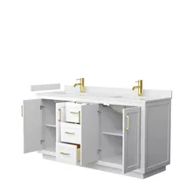 miranda 66" double vanity with optional cultured marble counter - white