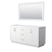 miranda 66" double vanity with optional cultured marble counter - white