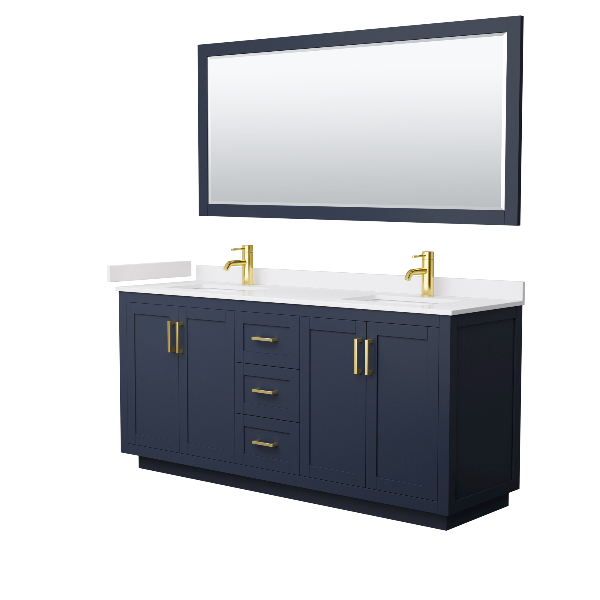 miranda 72" double vanity with optional cultured marble counter - dark blue