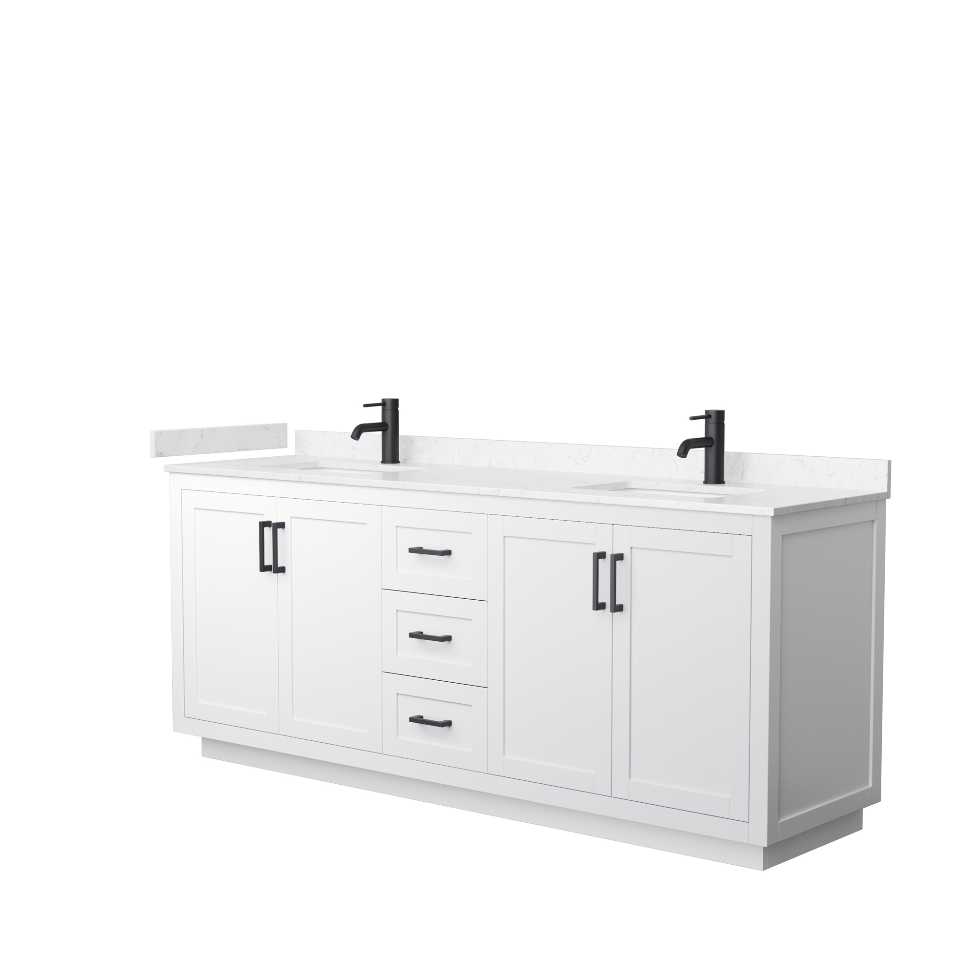 miranda 80" double vanity with optional cultured marble counter - white