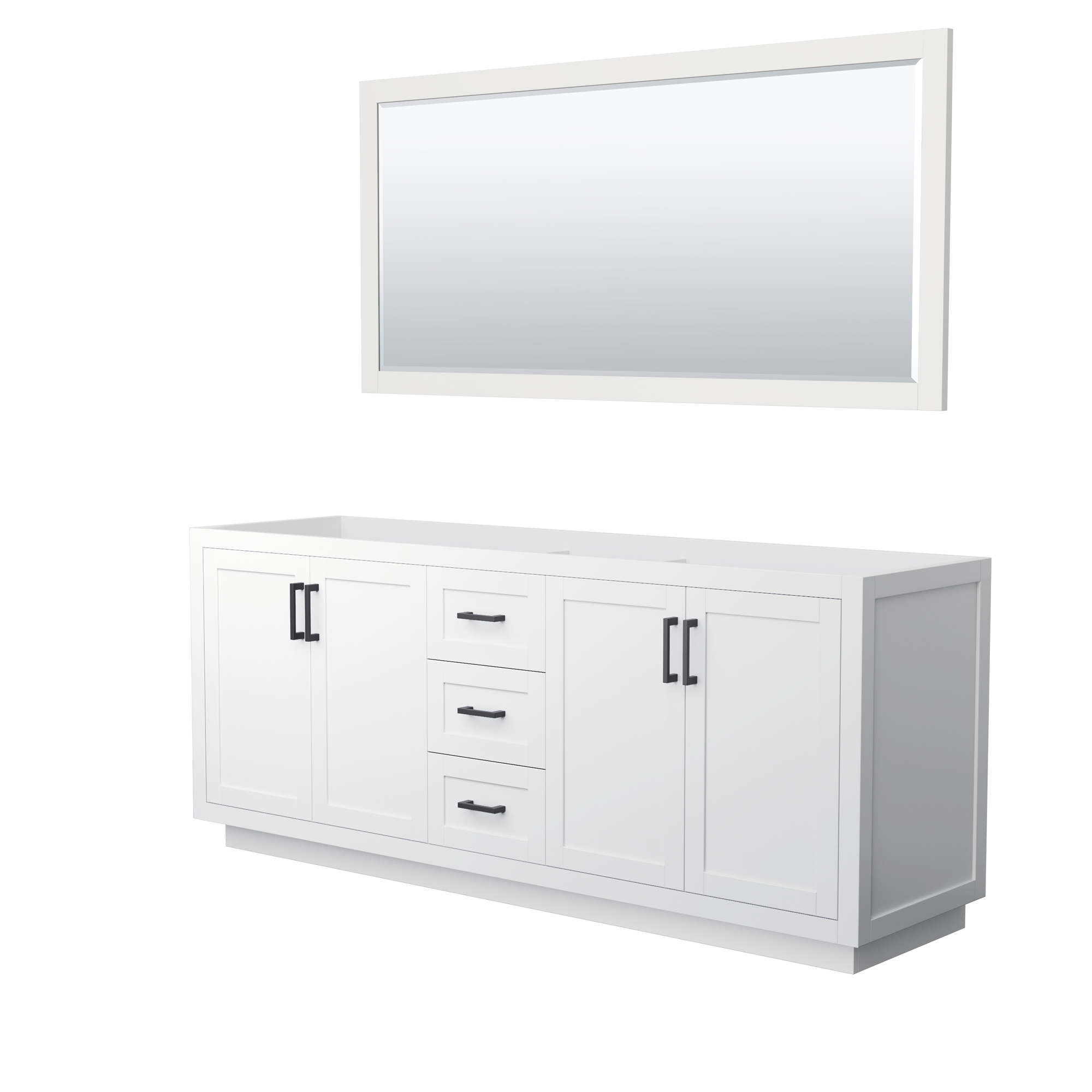 miranda 80" double vanity with optional cultured marble counter - white