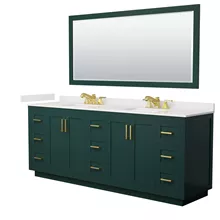 miranda 84" double vanity with optional quartz or carrara marble counter - green