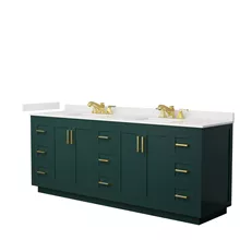 miranda 84" double vanity with optional quartz or carrara marble counter - green