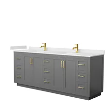 miranda 84" double vanity with optional cultured marble counter - dark gray