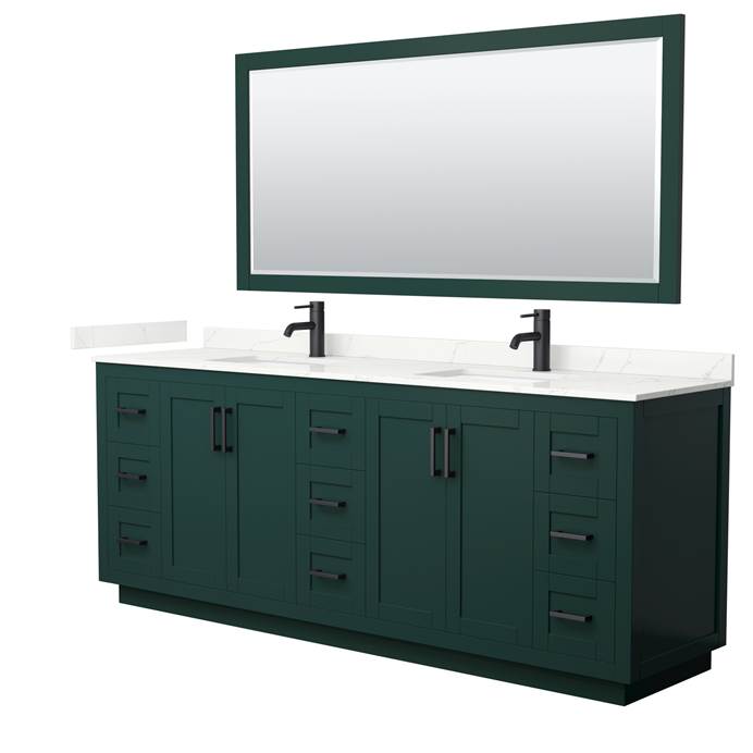 Miranda 84" Double Vanity with optional Quartz or Carrara Marble Counter - Green WC-2929-84-DBL-VAN-GRN__