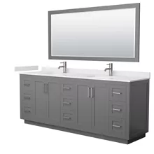 miranda 84" double vanity with optional cultured marble counter - dark gray