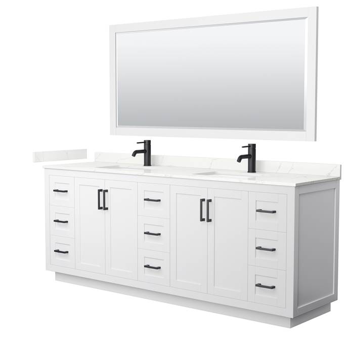Miranda 84" Double Vanity with optional Quartz or Carrara Marble Counter - White WC-2929-84-DBL-VAN-WHT__